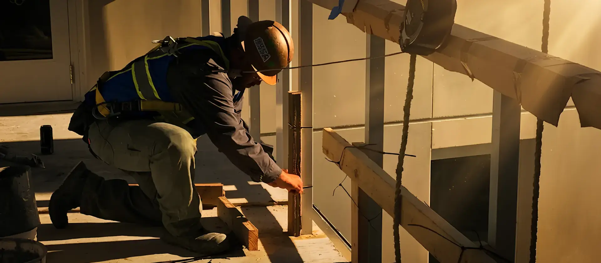 Construction assistants framing a structure