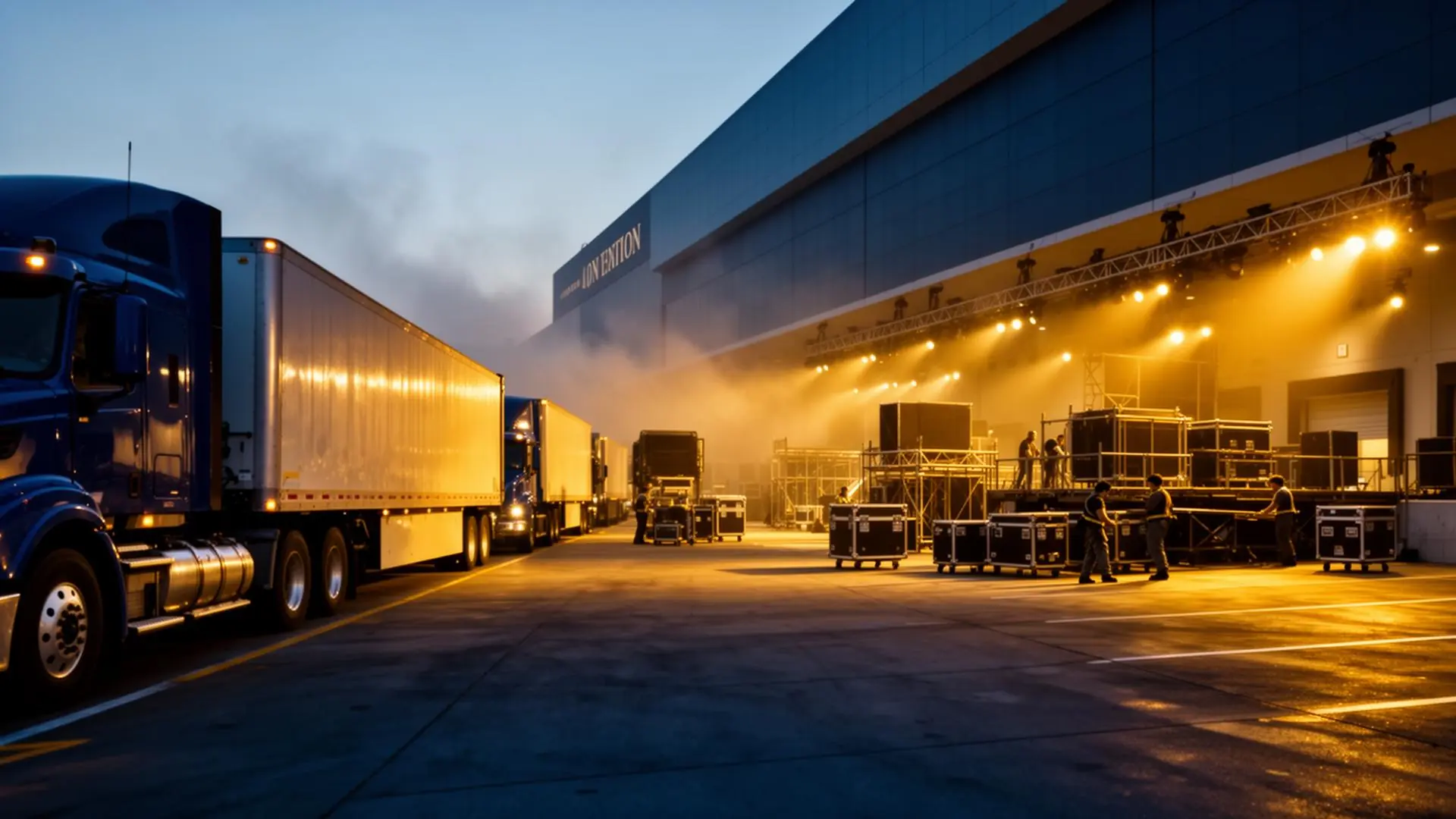 Warehouse loading dock and production gear trucks