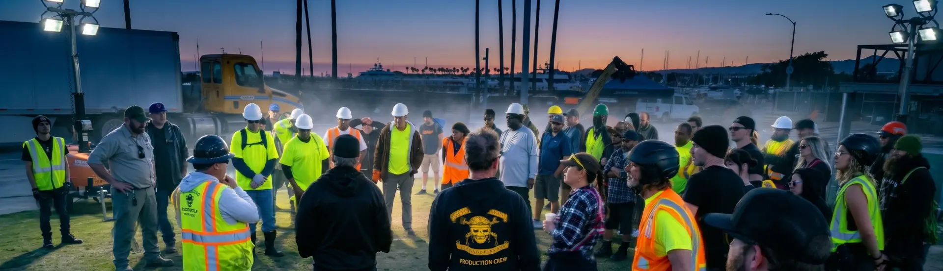 Safety coordinator addressing a crew